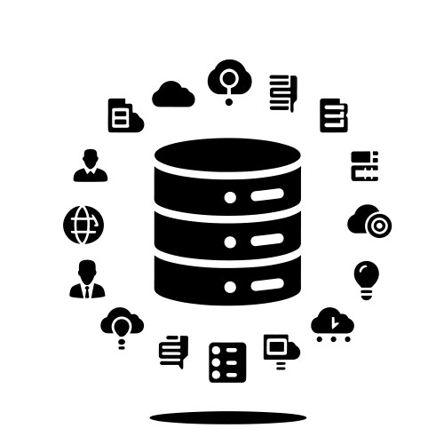 Data server with cloud computing icons vector image