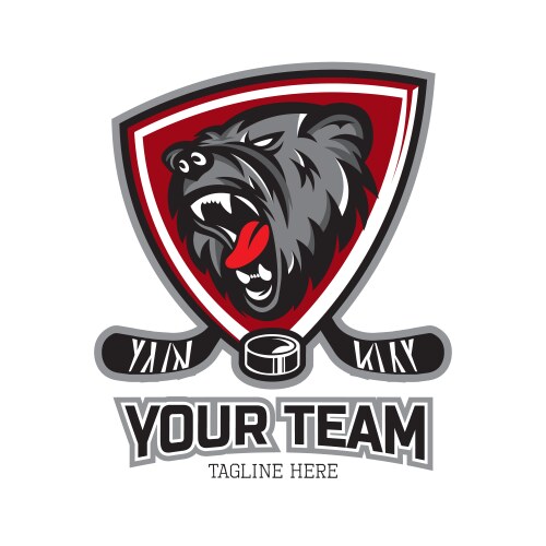 hockey team mascot logo with bear head vector image vector image