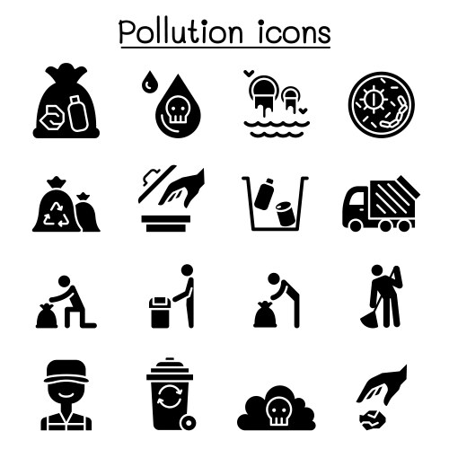 Pollution icon set graphic design vector image