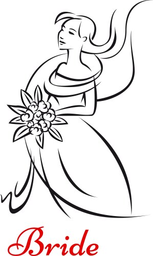 Beautiful bride in white dress Vector Image