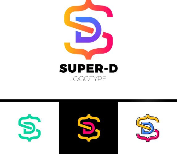 Letter s and d monogram square shape logo vector image