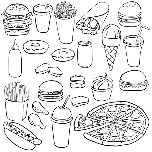 Delicious Fast Food Sketch Vector Image