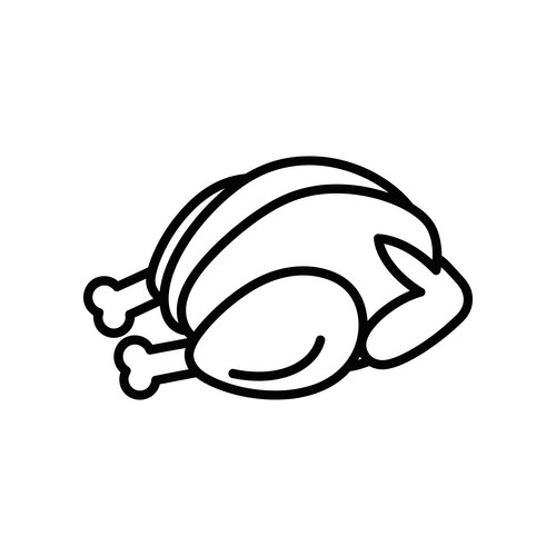 Simple line drawing of a roasted turkey Vector Image