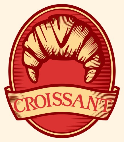 French bakery logo badge label with croissant Vector Image