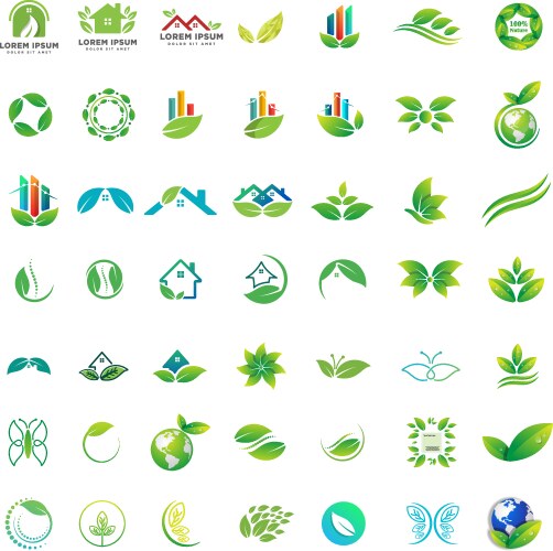 logo collection green nature health care vector image vector image