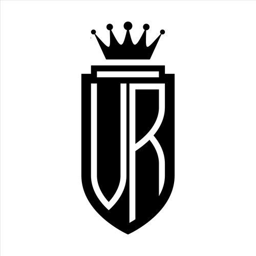 Royal VR Initial Shield Logo Vector Image