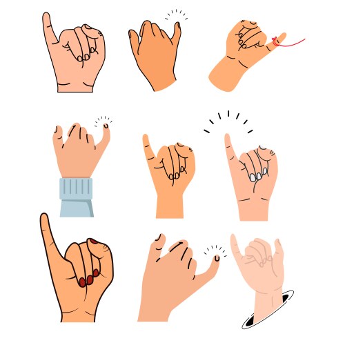 little finger making pinky sign set vector image