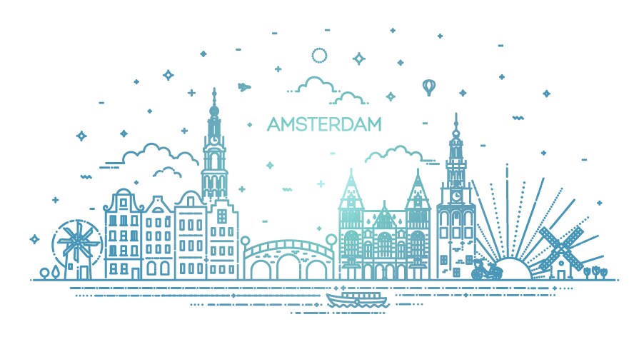 Amsterdam Skyline Silhouette Vector Image