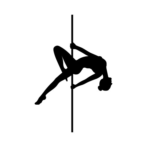 black silhouette slim pole dancer woman flat vector