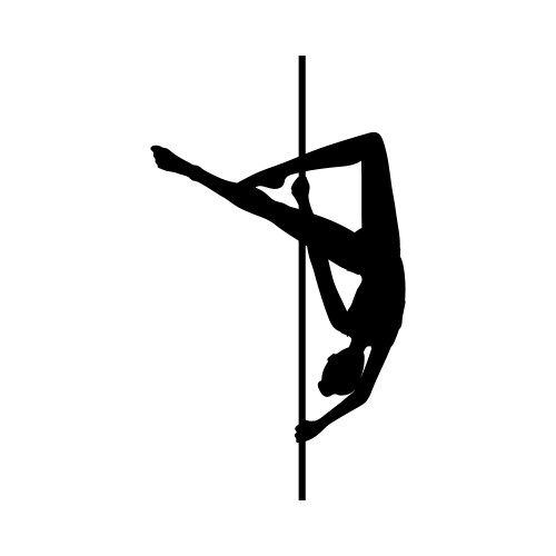 black silhouette woman dancing with pole vector