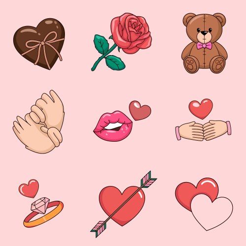 Cute valentines day icons set for design Vector Image