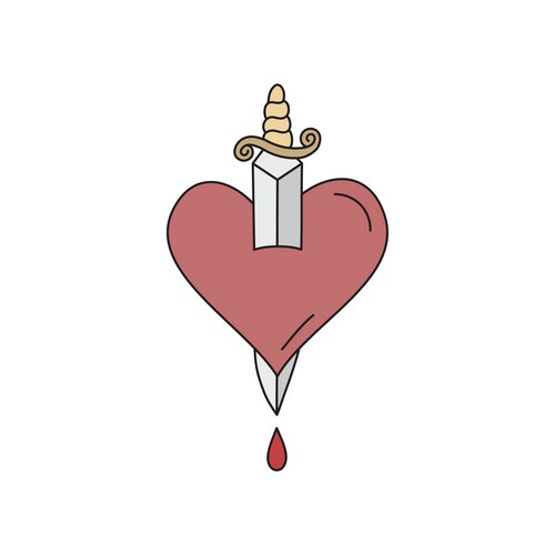 Dagger stabbed in the heart Vector Image