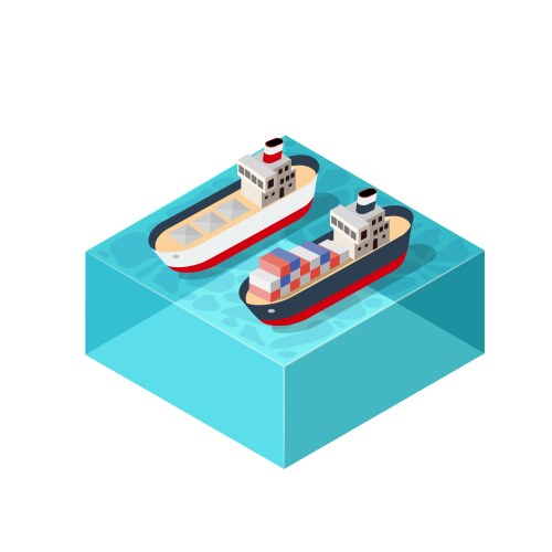 Cargo port isometric composition Royalty Free Vector Image
