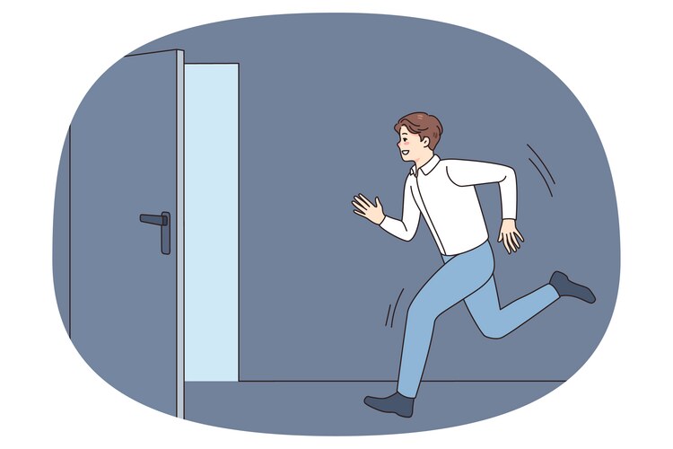 Man running into open door Vector Image