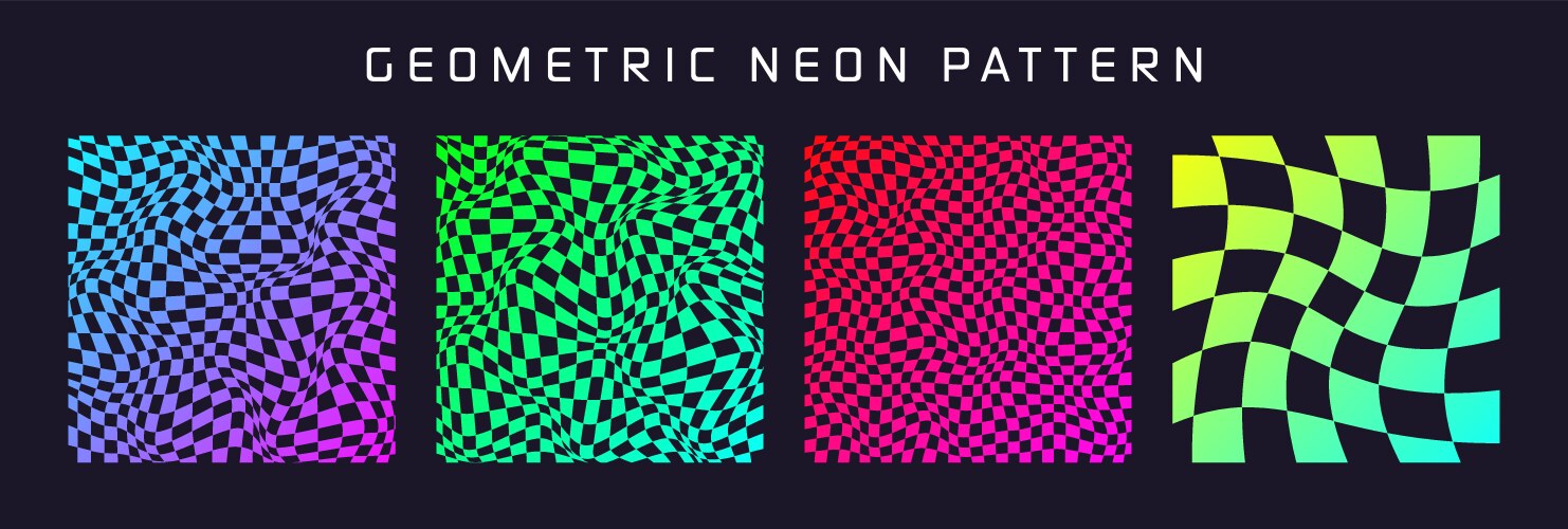 Groovy checkered pattern colorful distorted tiled vector image