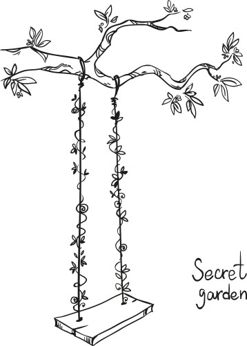 Tree with a swing Royalty Free Vector Image - VectorStock