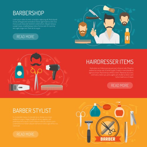 barber horizontal banner vector