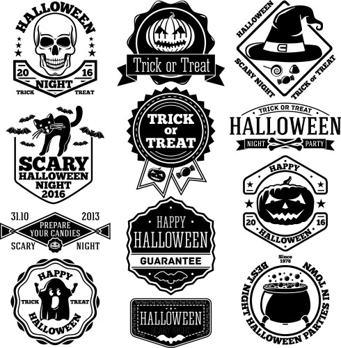 Halloween Badges & Labels Set Vector Image