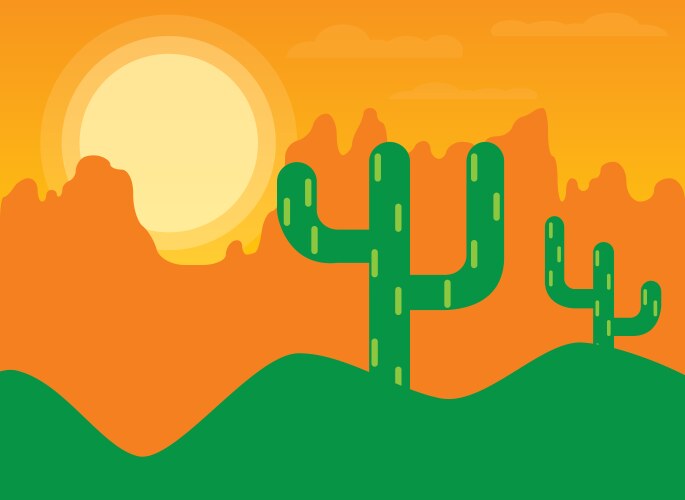Cartoon desert landscape wild west Royalty Free Vector Image