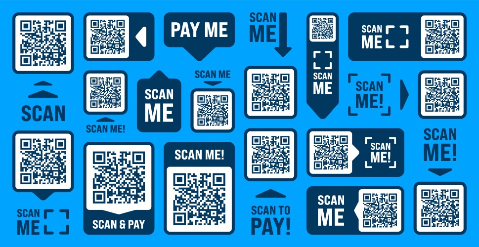 Scan me qr code sticker with text online payment vector image
