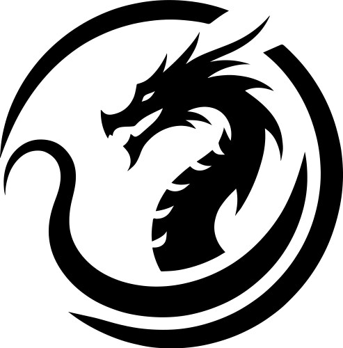 Dragon head in circle black silhouette Vector Image