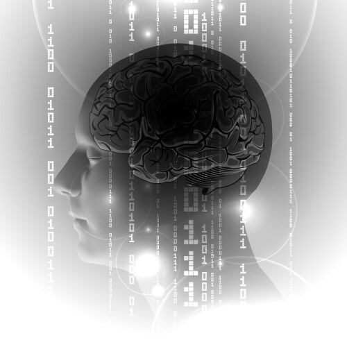 Active human brain with binary digits vector image