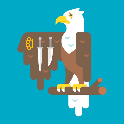 Flat design eagle with weapons vector image