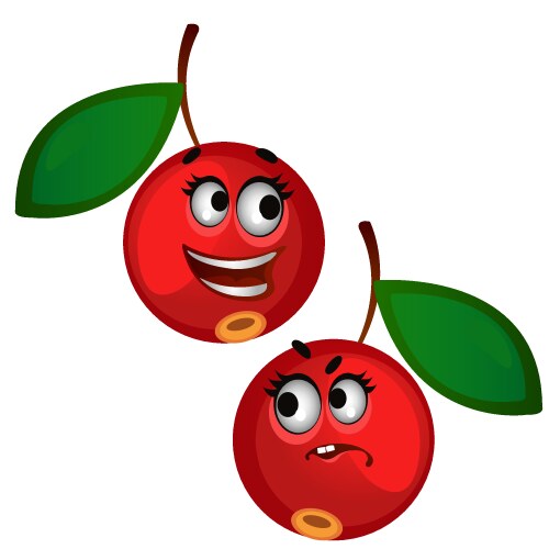 Set of funny laughing ripe red berries isolated vector image