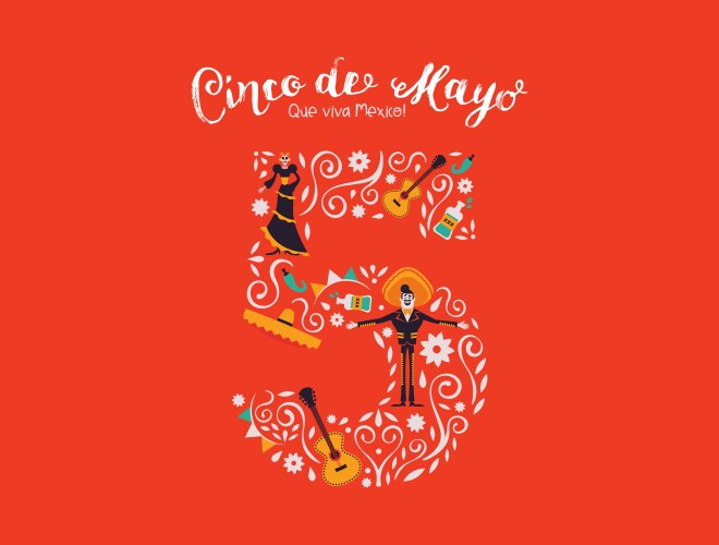 Happy cinco de mayo card may 5th culture icons Vector Image