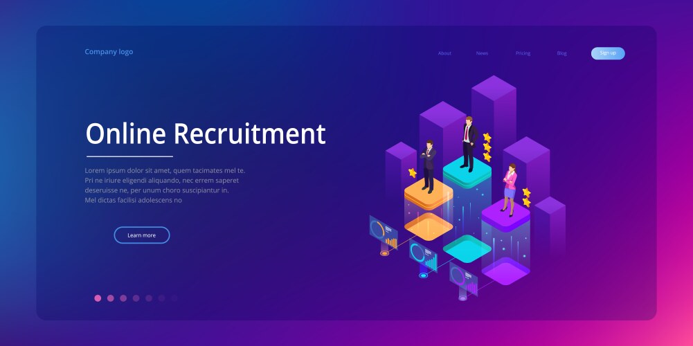 Isometric online job search and human resource vector image