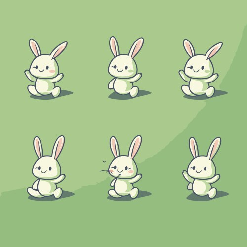 Cute rabbit jumping on a seesaw cartoon Royalty Free Vector