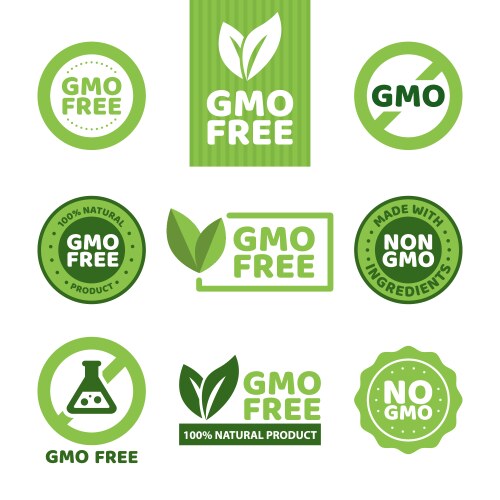 Gmo free icon green non label sign Royalty Free Vector Image