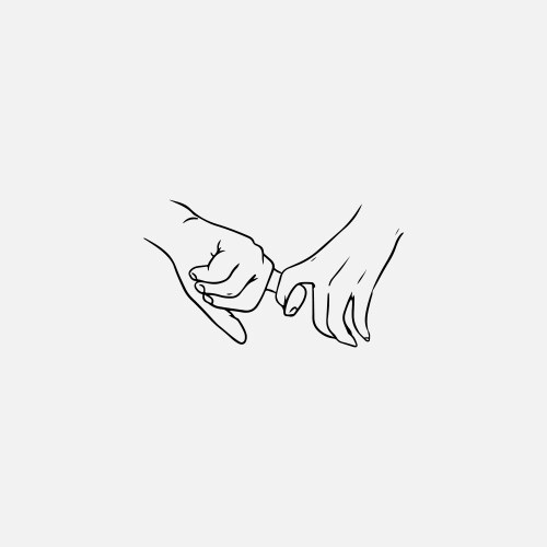 Holding hands hand drawn with contour lines vector image