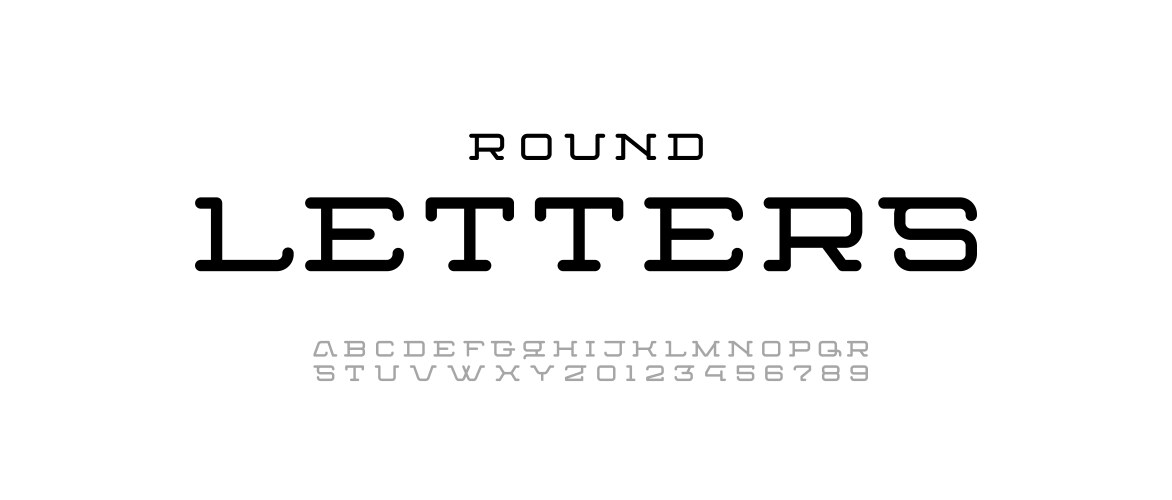 modern slab serif font rounded alphabet vector