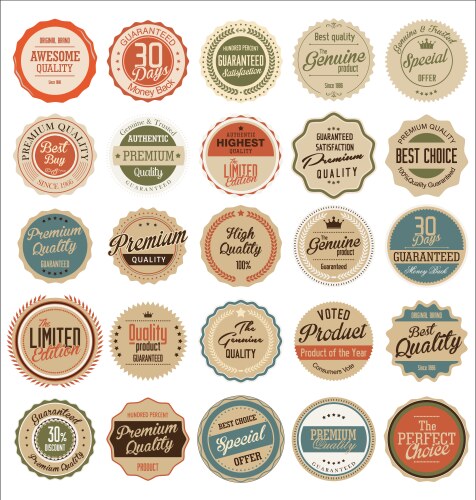 Premium quality retro badges vector image