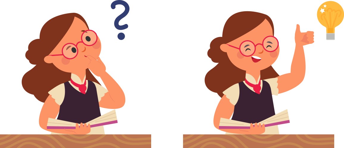 student girl thinking young child question vector