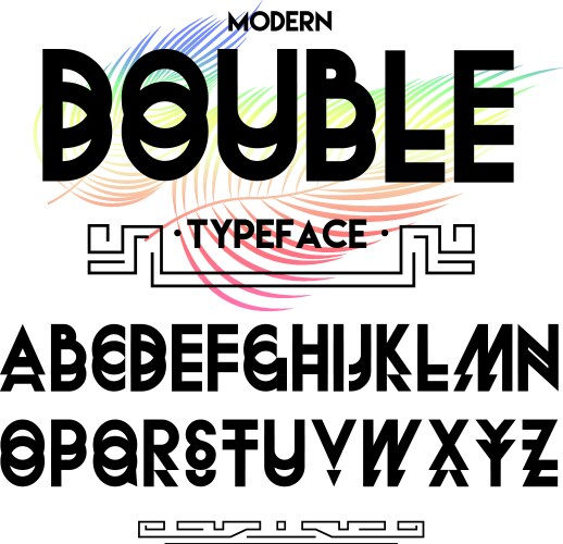 Black letters double line flat font Royalty Free Vector