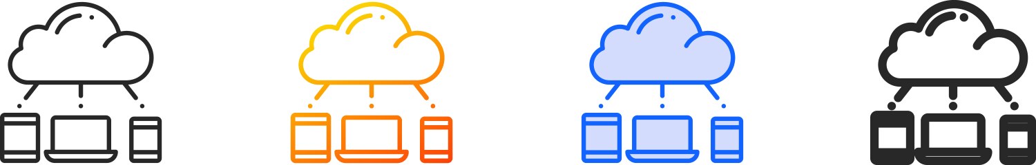 Cloud computing iconthin linear gradient blue Vector Image