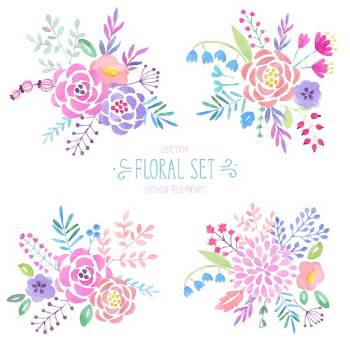 Floral Watercolor Set Vector Image