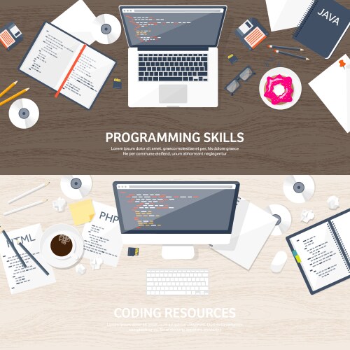 Programmingcoding flat computing background vector image