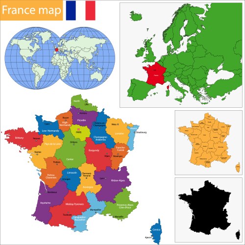 France 2-digit postcodes map 2017 Royalty Free Vector Image