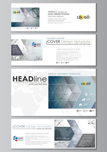 Social media and email headers set modern banners vector image