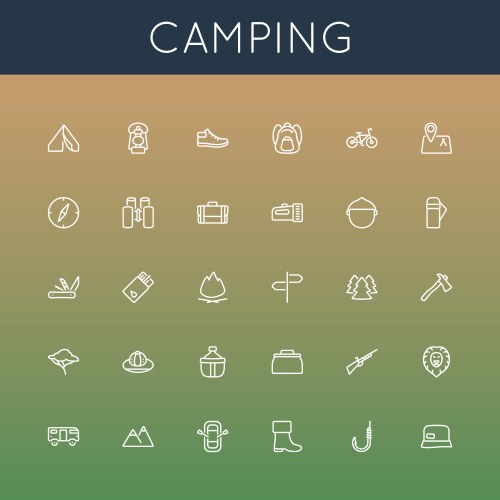 Camping line icons vector image