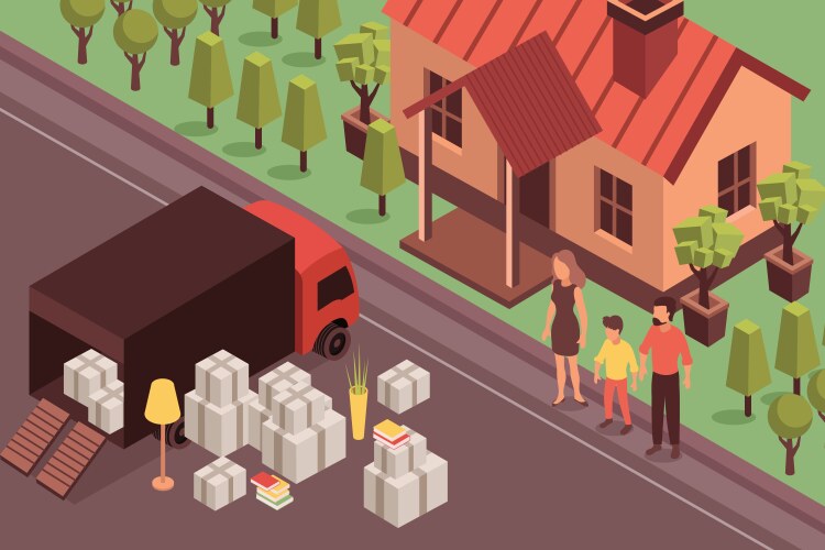 New home isometric composition vector image