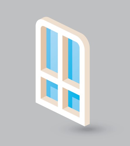 isometric closed window or door on gray background vector