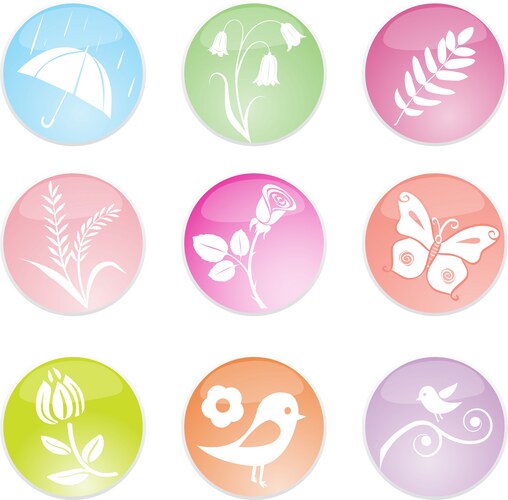 Pink spring icons (337095) – Royalty-Free Vector | VectorStock