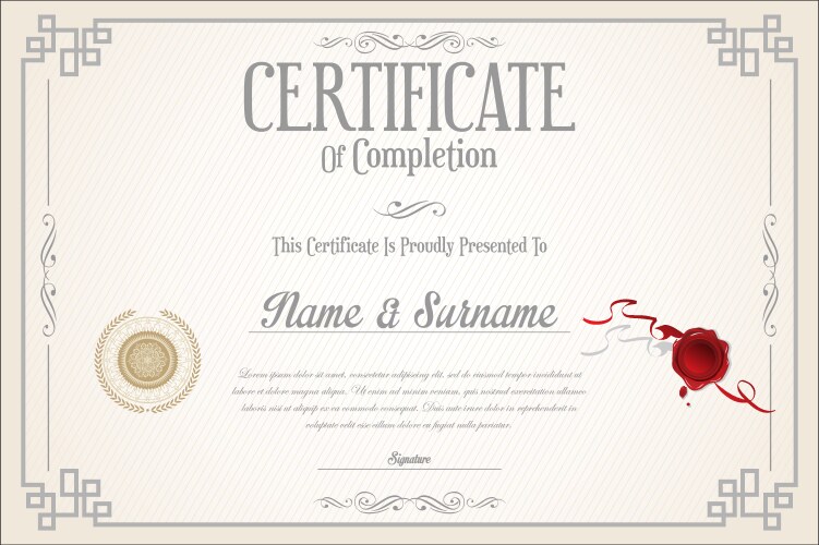 Certificate or diploma retro vintage template 9 Vector Image