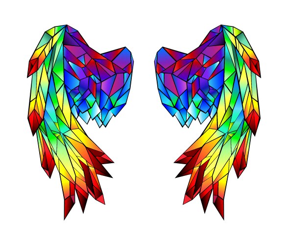 Polygonal Rainbow Wings Vector Image