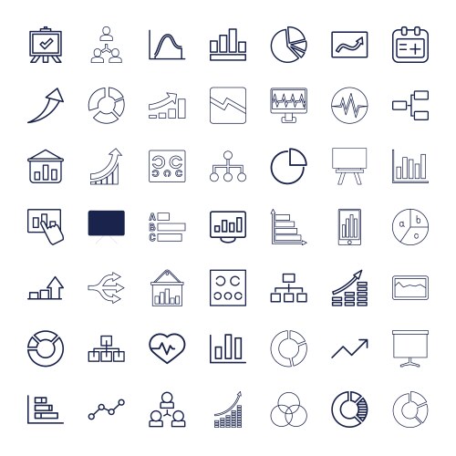 49 chart icons vector image