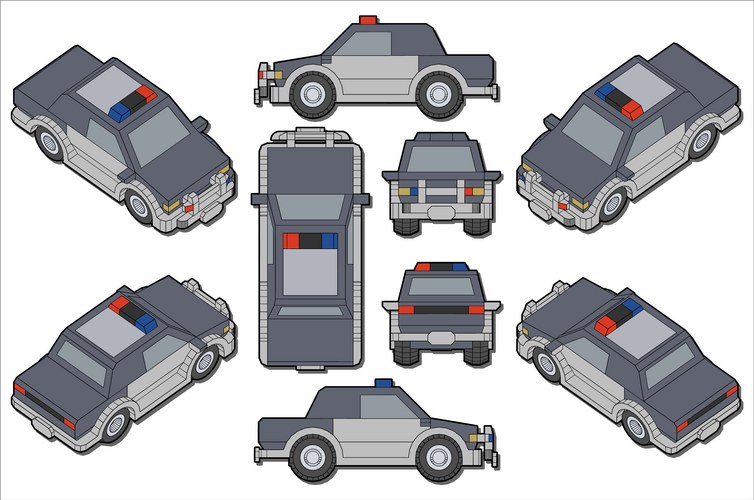 Police Car Blueprint Render Vector Image